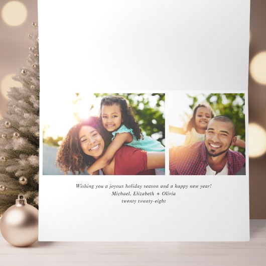 モダンクリスマス3枚の写真ハッピーホリデー カード