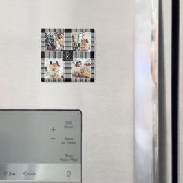 モダンクリスマス4フォトコラージブラック&ホワイト マグネット