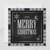 モダンクリスマス4フォトコラージュ白黒カード (裏面)