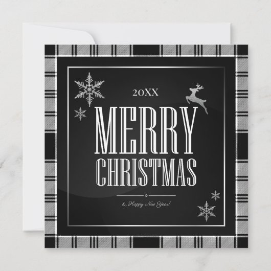 モダンクリスマス4フォトコラージュ白黒カード (裏面)
