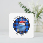 モダンクリスマス |オーナメントとブループレイド シーズンカード (スタンド正面)