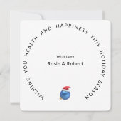 モダンクリスマス |オーナメントとブループレイド シーズンカード (裏面)