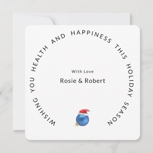 モダンクリスマス |オーナメントとブループレイド シーズンカード (裏面)