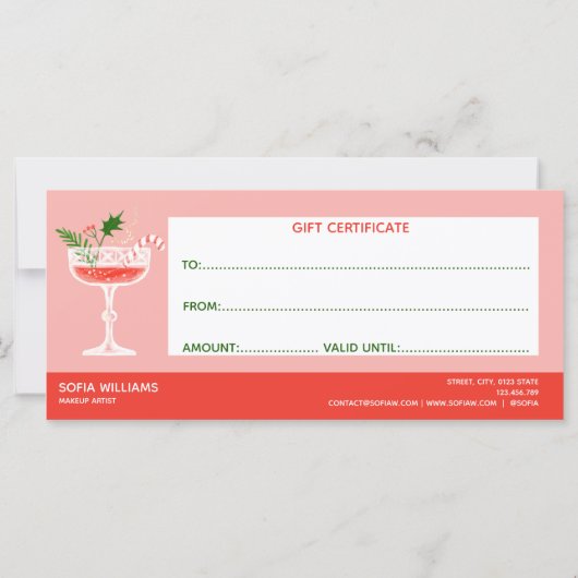 モダンクリスマス・カクテル券のギフト券 (裏面)