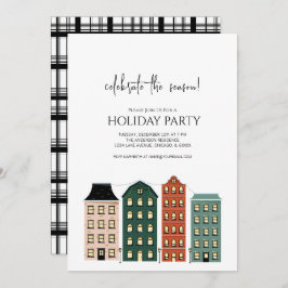 モダンクリスマス・タウン・ホリデイ 招待状