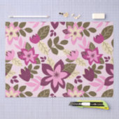 モダンクリスマス・ピンク・フローラ・ホリデー 薄葉紙 (クラフト)