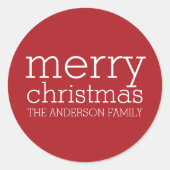 モダンクリスマス – 単赤と白に ラウンドシール (正面)