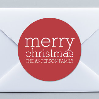 モダンクリスマス – 単赤と白に ラウンドシール
