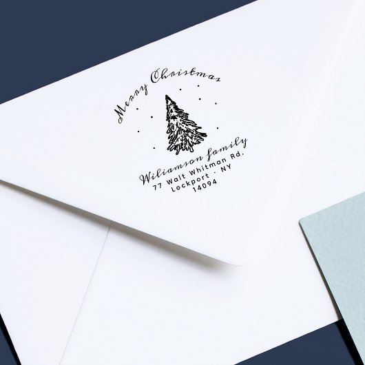 モダンクリスマス/松の木/家族差出人住所 ラバースタンプ
