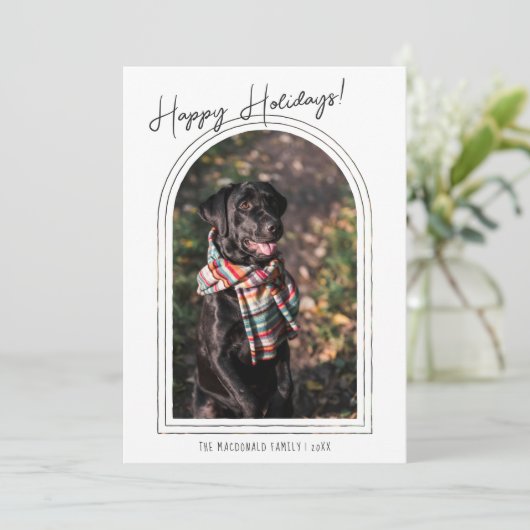 モダンクリスマス | 5フォトアーチフレーム シーズンカード (スタンド正面)