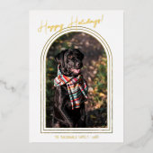 モダンクリスマス | 5フォトアーチフレーム 箔シーズンカード (正面)