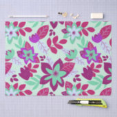 モダンクリスマスBurgundyミントフローラ 薄葉紙 (クラフト)