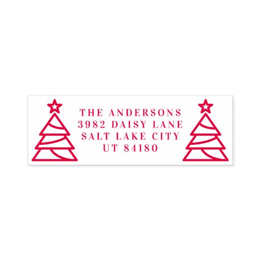 モダンクリスマスREDツリーホリデー差出人住所 セルフインキングスタンプ (デザイン)