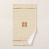 モダンクリーエレガントム金ゴールドシックモノグラムのストライプ バスタオルセット (ハンドタオル)