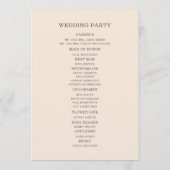 モダンクリームブラウンの結婚式プログラム プログラム (裏面)