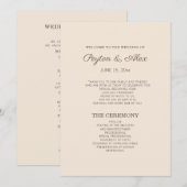 モダンクリームブラウンの結婚式プログラム プログラム (正面/裏面)