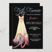 モダンクリームブラックデジタルアート50th 招待状 (正面/裏面)