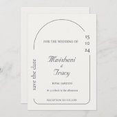 モダンクリームミニマ結婚リスト 招待状 (正面/裏面)