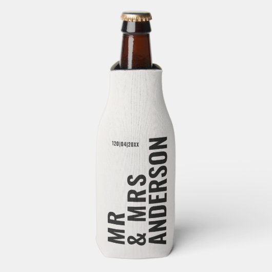 モダンクロミニマルはっきりしたシンプル結婚ク ボトルクーラー (ボトル正面)