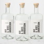 モダンクロミニマルはっきりしたシンプル結婚ク リキュールボトルラベル (ボトル)