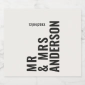 モダンクロミニマルはっきりしたシンプル結婚ク リキュールボトルラベル (シングルラベル)