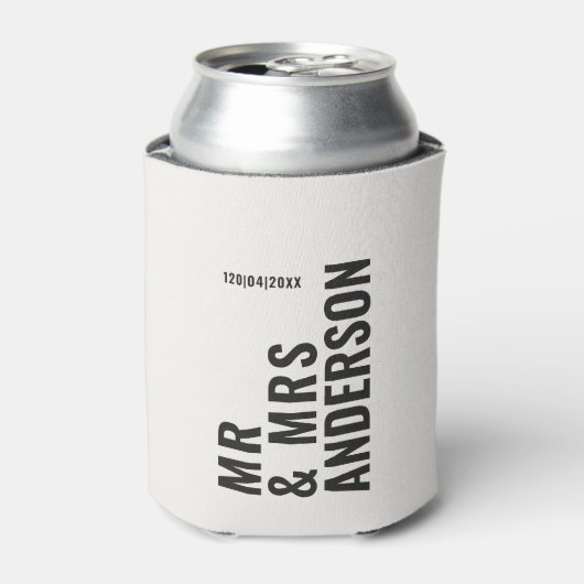 モダンクロミニマルはっきりしたシンプル結婚ク 缶クーラー (缶正面)
