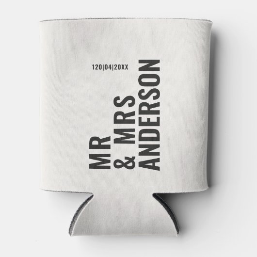 モダンクロミニマルはっきりしたシンプル結婚ク 缶クーラー (正面)