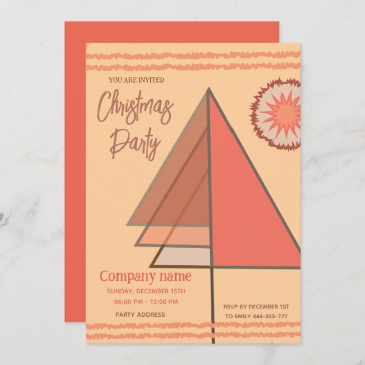 モダンクールおもしろい幾何学的パーティー 招待状 (正面/裏面)