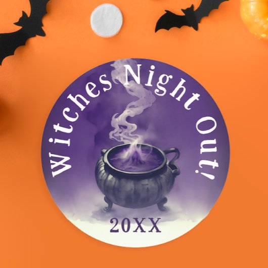 モダンクールな女の子の夜の紫色の魔女の大釜 ラウンドシール