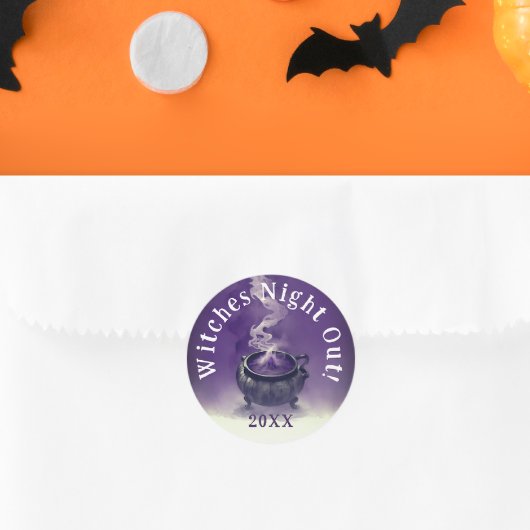 モダンクールな女の子の夜の紫色の魔女の大釜 ラウンドシール