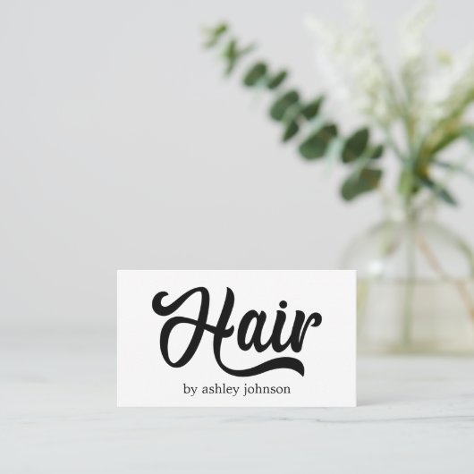 モダンクールはっきりした白黒ヘアサロン 名刺 (スタンド正面)