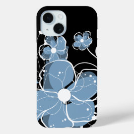 モダンクールガーリー青と白 iPhone 15ケース