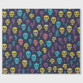 モダンクールハロウィーンの夜カラフルスカルパターン ラッピングペーパー (フラット)