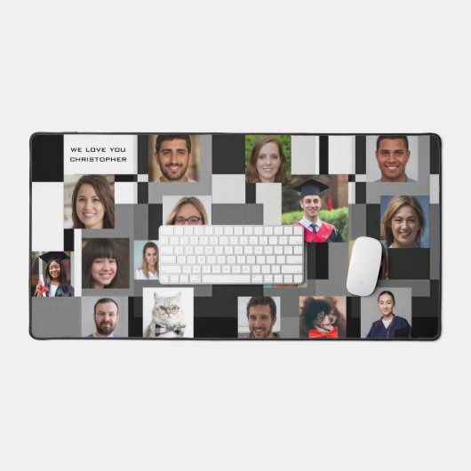 モダンクール家族の贈り物男性へ18写真あなたを愛 デスクマット (キーボード&マウス)