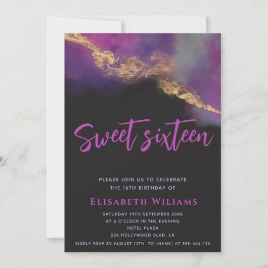 モダンクール抽象芸術アルコール金ゴールドスクリプト 招待状 (正面)