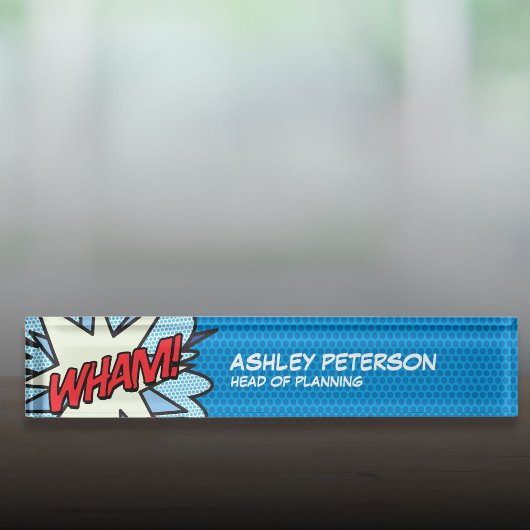 モダンクール漫画本ポップ・アートのArt Flash WHAM デスクネームプレート