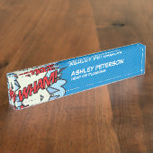 モダンクール漫画本ポップ・アートのArt Flash WHAM デスクネームプレート (側面)