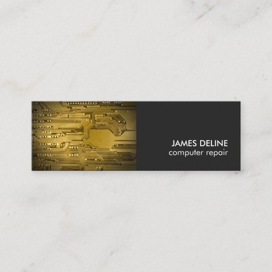 モダンクール金ゴールドグレー回路コンピュータの修復 スキニー名刺 (正面)