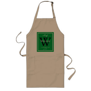 モダンクールMonogram ChefのNAMEが料理を素晴らし作る ロングエプロン