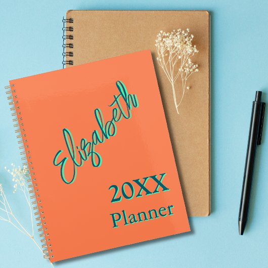 モダンクールNeon Coral Weekly and Monthly 2025 プランナー手帳