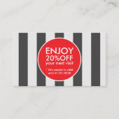 モダングエレガントレストライプイ赤はっきりした円 割引カード (正面)