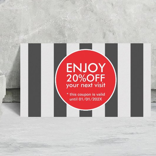 モダングエレガントレストライプイ赤はっきりした円 割引カード