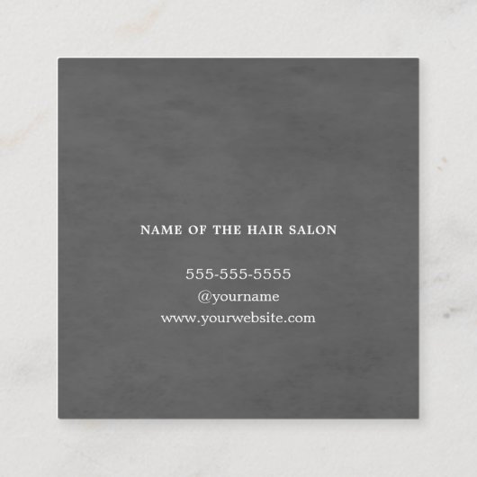 モダングエレガントレーホワイトハサミ美容師 スクエア名刺 (裏面)