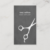 モダングエレガントレーホワイトハサミ美容師 名刺 (正面)