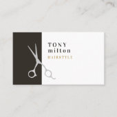 モダングエレガントレー白ストライプ美容師 名刺 (正面)