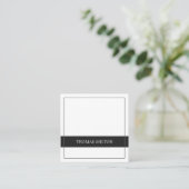 モダングエレガントレー白ストライプ スクエア名刺 (スタンド正面)
