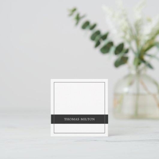 モダングエレガントレー白ストライプ スクエア名刺 (スタンド正面)