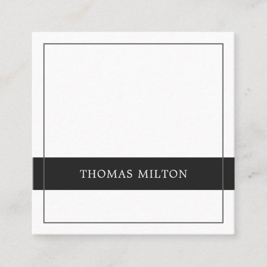 モダングエレガントレー白ストライプ スクエア名刺 (正面)