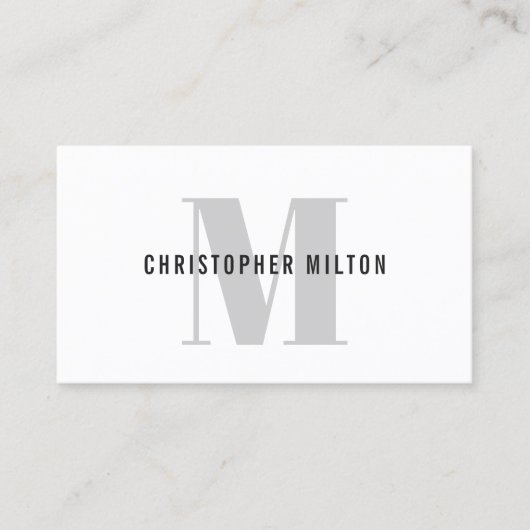 モダングエレガントレー白モノグラムはっきりしたコンサルタント 名刺 (正面)