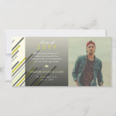 モダングスタイリッシュレイ緑ストライプの写真卒業 サンキューカード (正面)